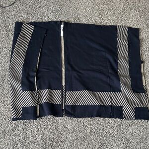 CAbi Blue and Cream Cardigan